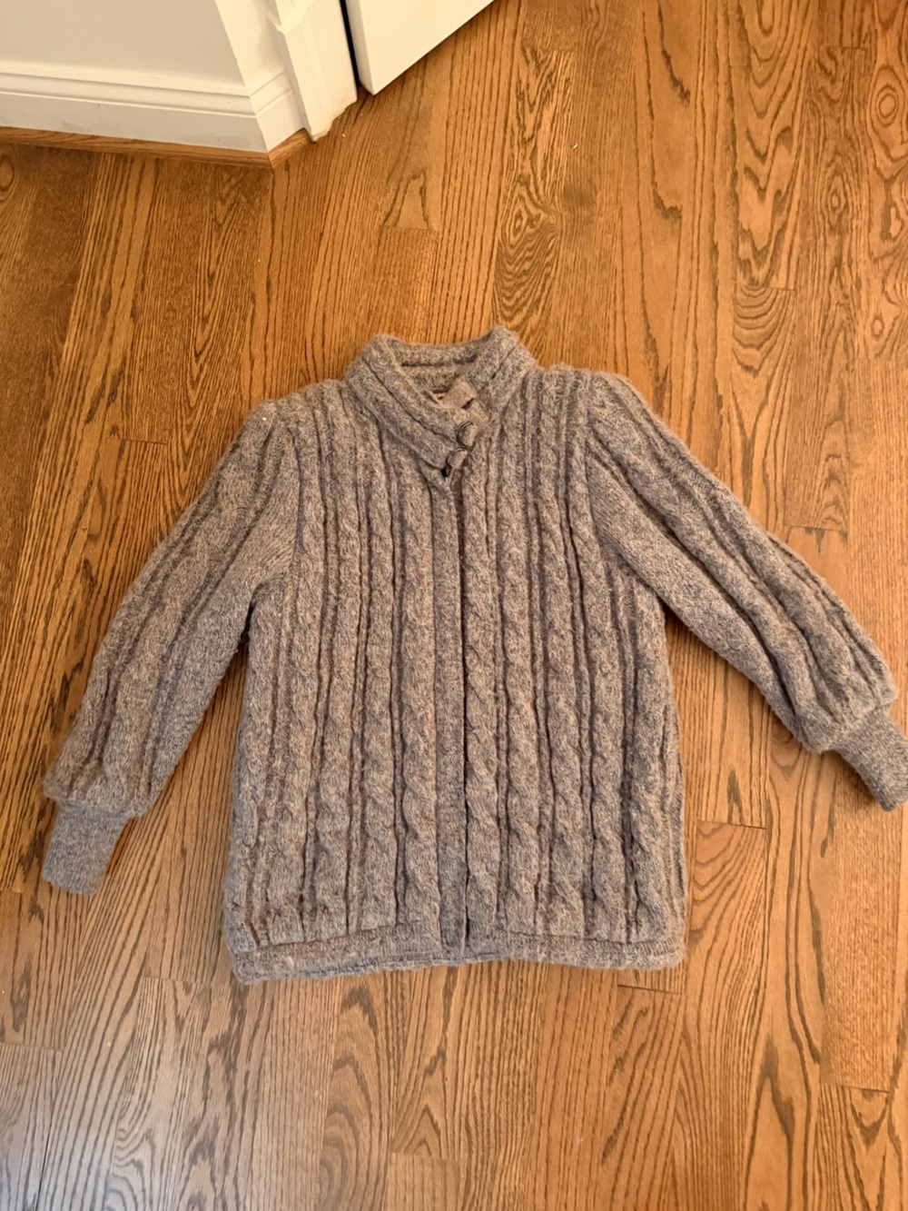 Bigear Cozy Cable Knit Women's Sweater - Gray Heavyweight zip up